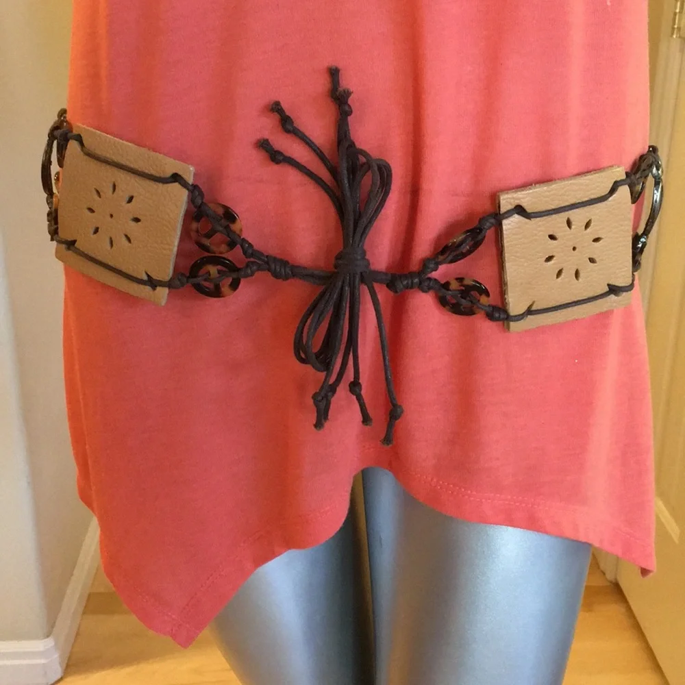 Fashion leather detail tie belt